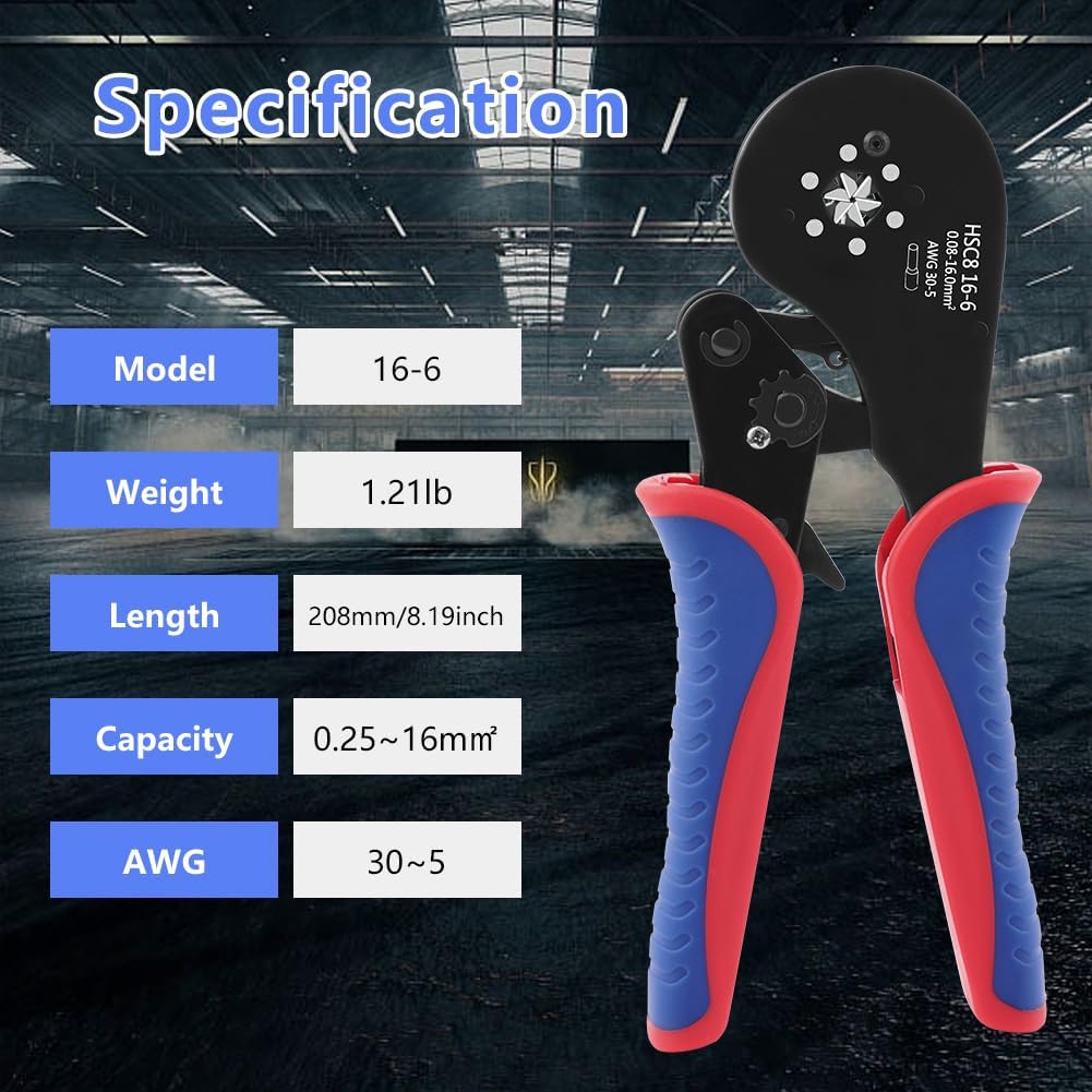 Detalle de AOOWU Pince à sertir 0,08-16mm² – Sertissage précis et auto-ajustable