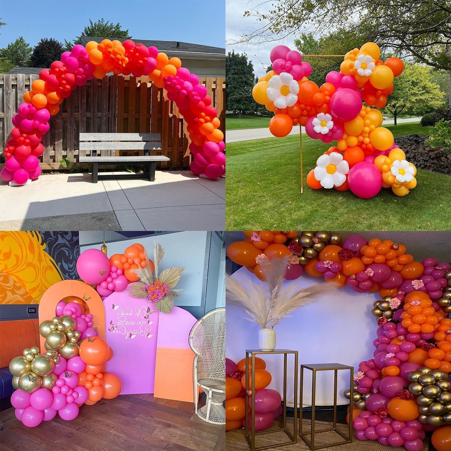 Thumbnail 6 de Pink Orange Balloon Garland Arch Kit – 146pcs for Summer Parties