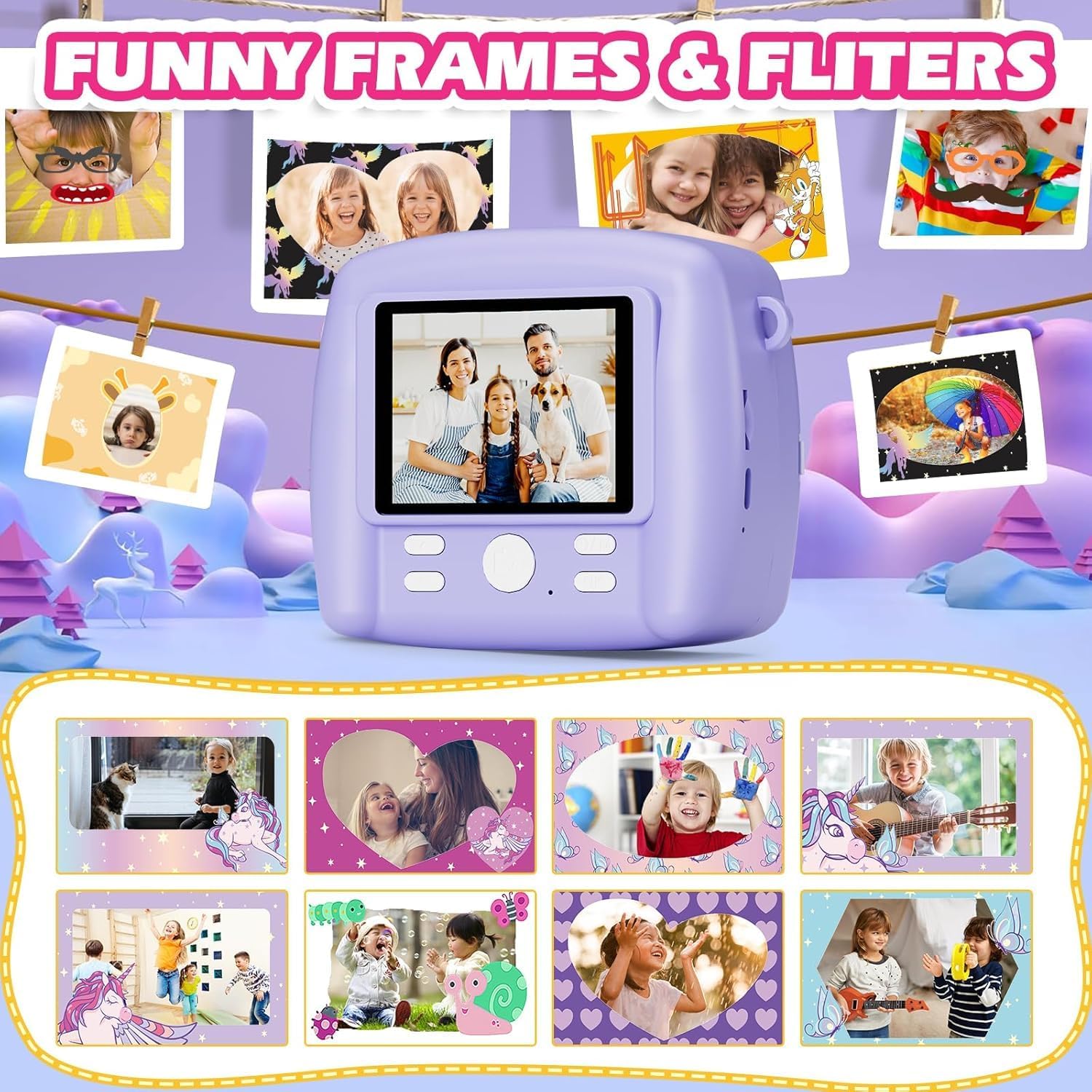 Detalle 2 de Sofortbildkamera Kinder 1080P HD mit Druck