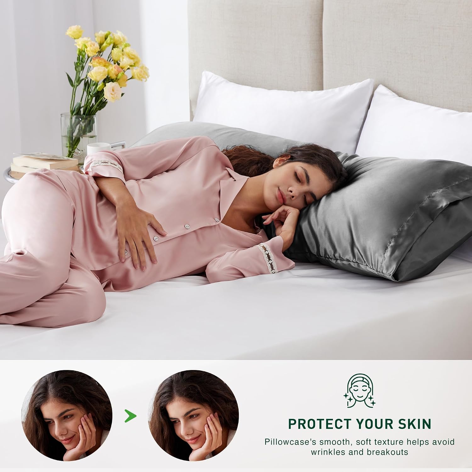 Detalle de Love's cabin satin body pillowcase 20" x 54