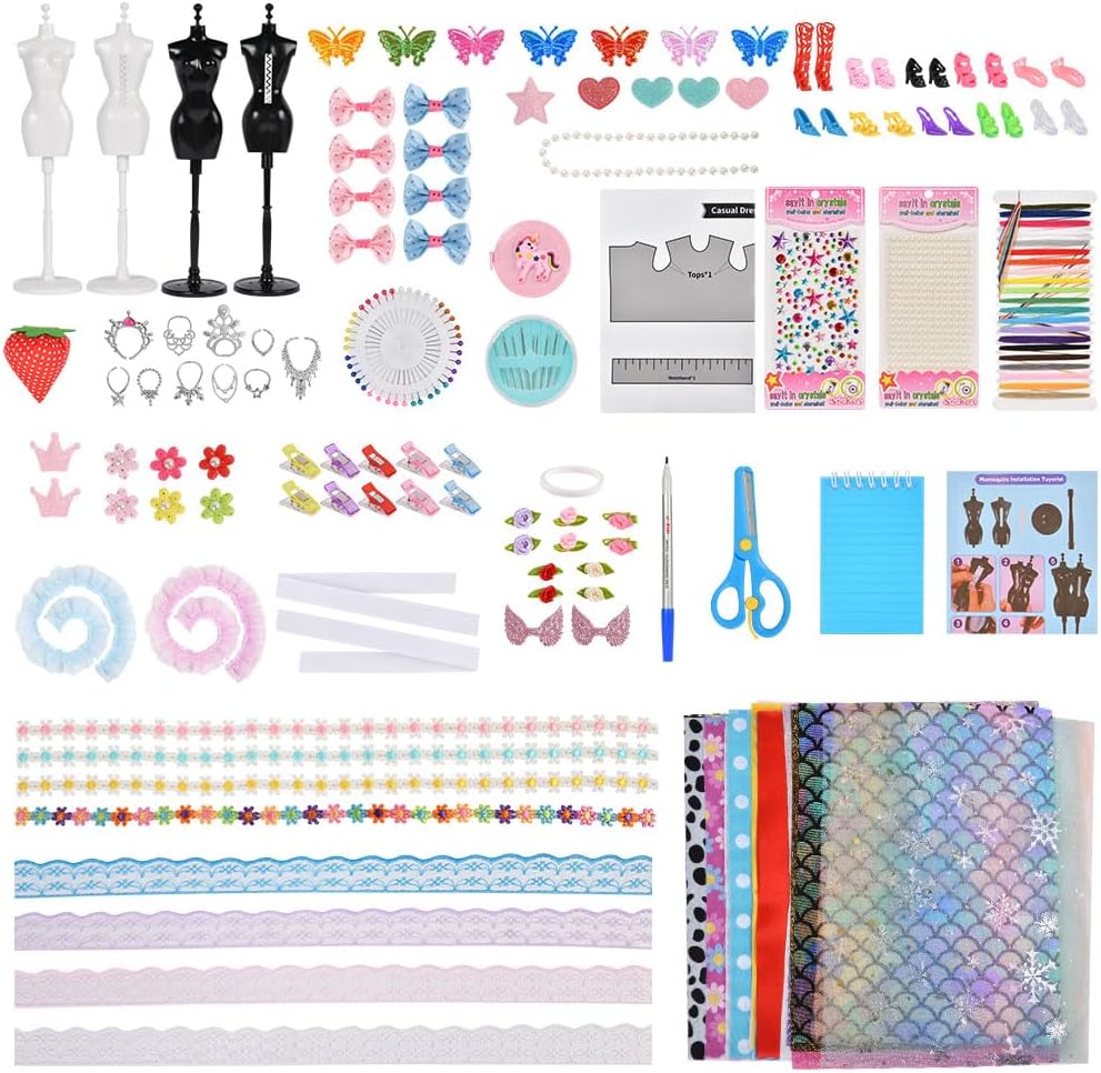 Detalle de Aomig Fashion Designer Kit for Girls with 2 Mannequins – Creative Dress Making Set for 6–12+