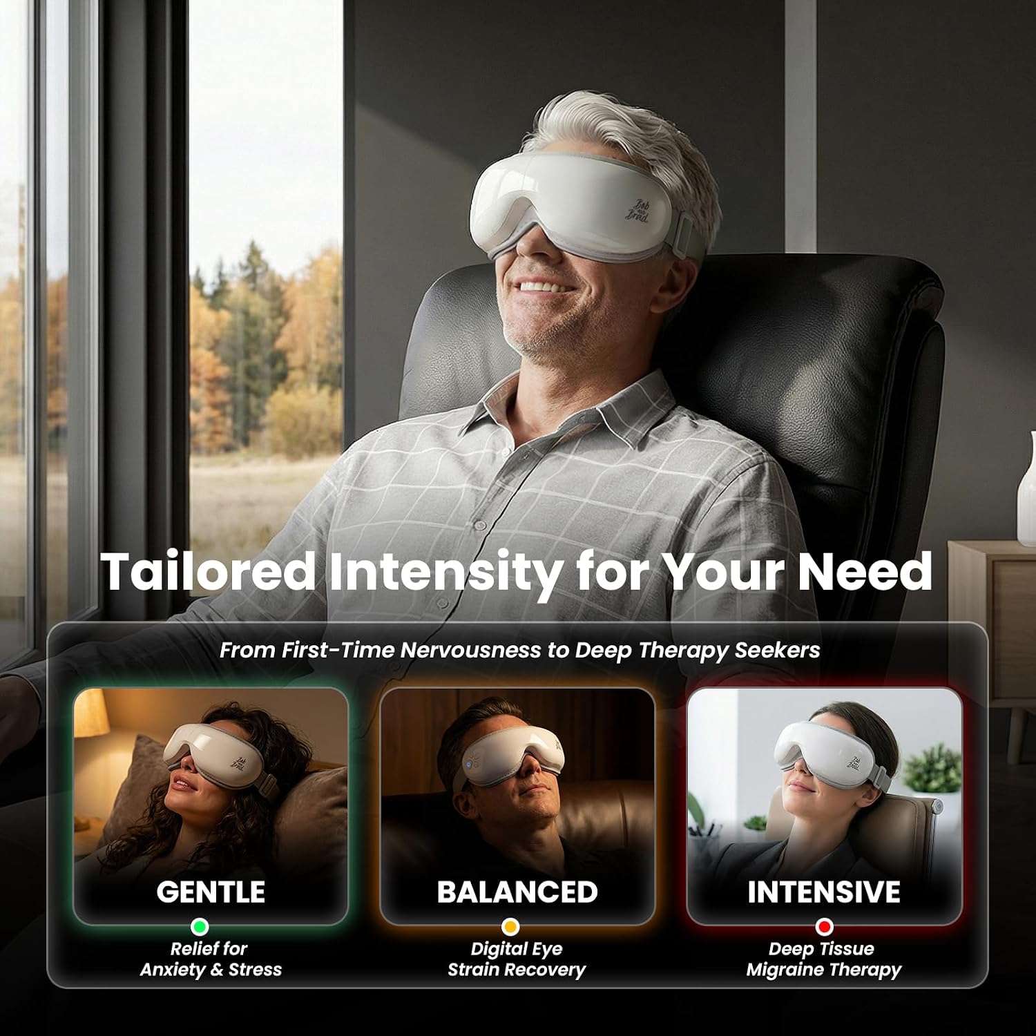 Detalle de Bob and Brad EyeOasis 3 Heated Massage Eye Mask with Heat & Cooling Gel Mask and Music