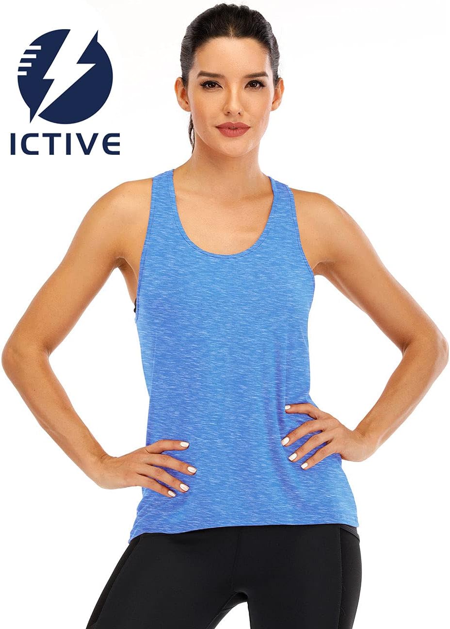 Detalle de ICTIVE Débardeur Yoga Femme Dos Croisé – Haut de sport sans manches