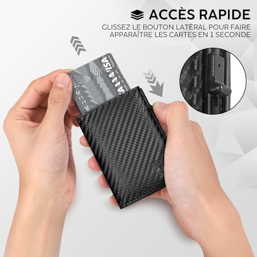 Thumbnail 2 de TENBST Porte Carte en Cuir Carbone RFID – Édition Noir, Portefeuille compact et sécurisé
