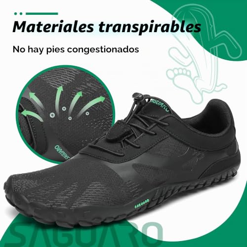 Thumbnail 2 de SAGUARO Zapatillas barefoot minimalistas, ligeras y flexibles, negras, talla 44