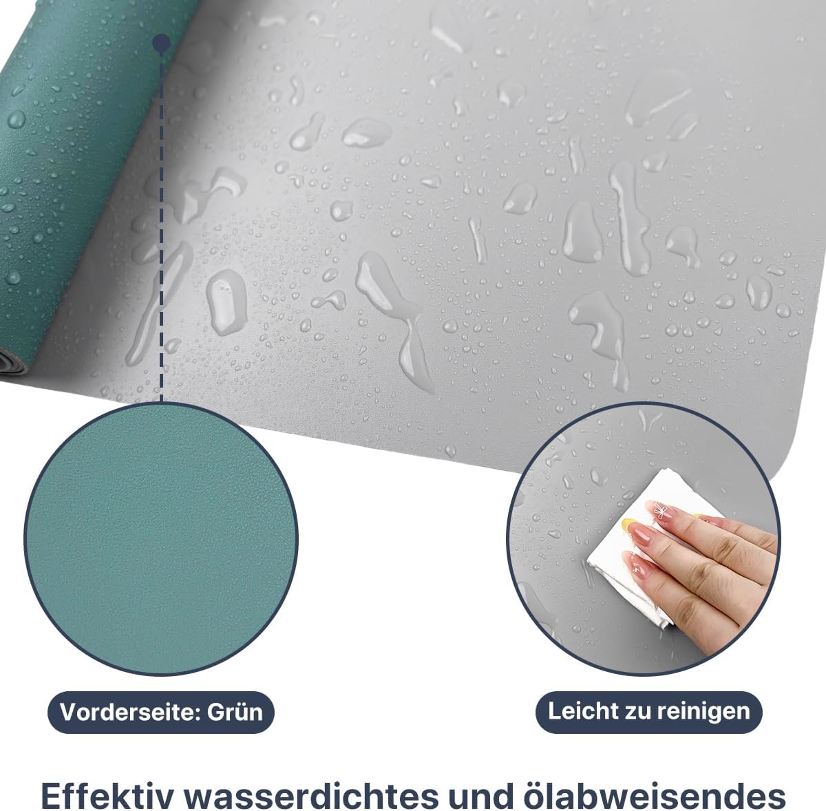 Thumbnail 4 de Sevenpers Schreibtischunterlage doppelseitig 80 x 40 cm (blau/grau) – wasserfest, rutschfest