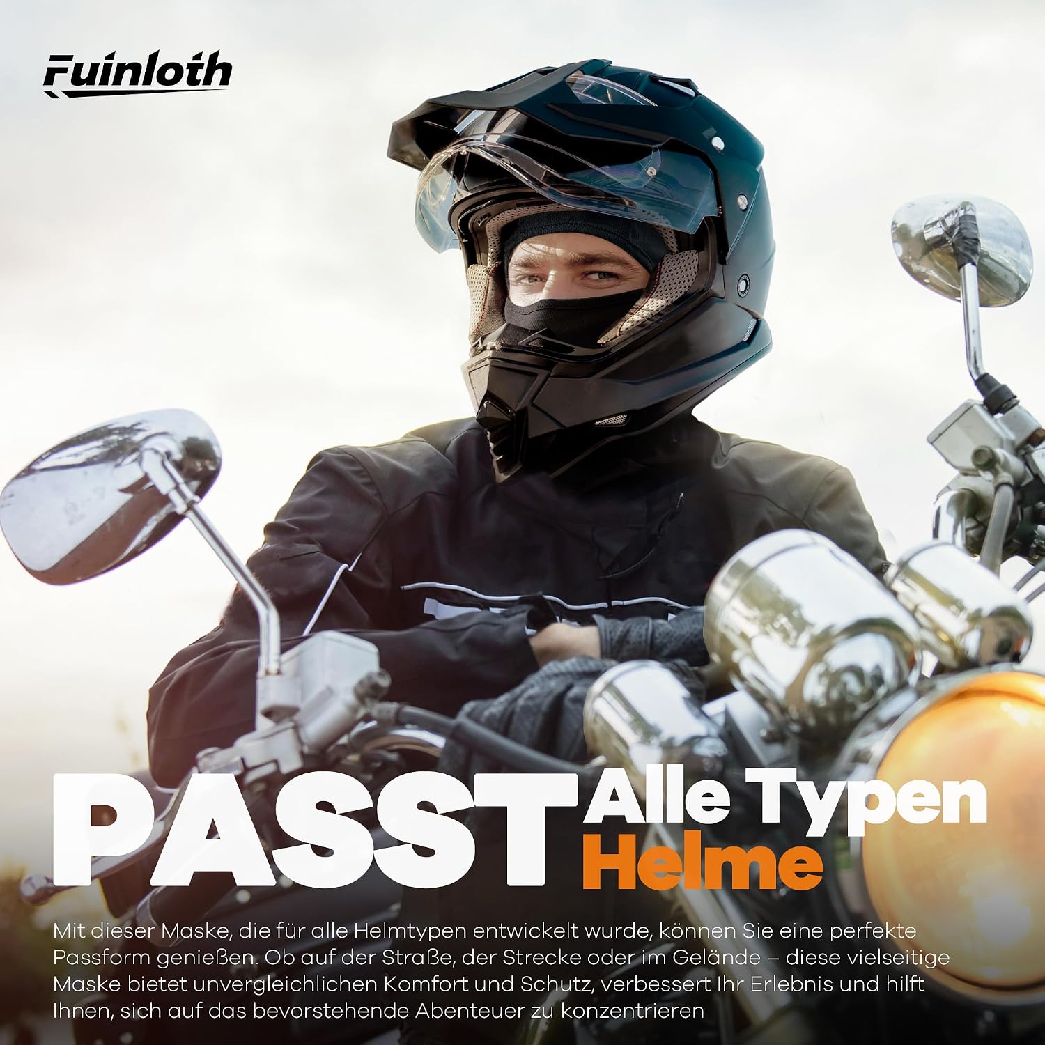 Detalle de Fuinloth Sturmhaube & Skimaske Balaclava für Motorrad, Fahrrad und Winter – helmkompatibel