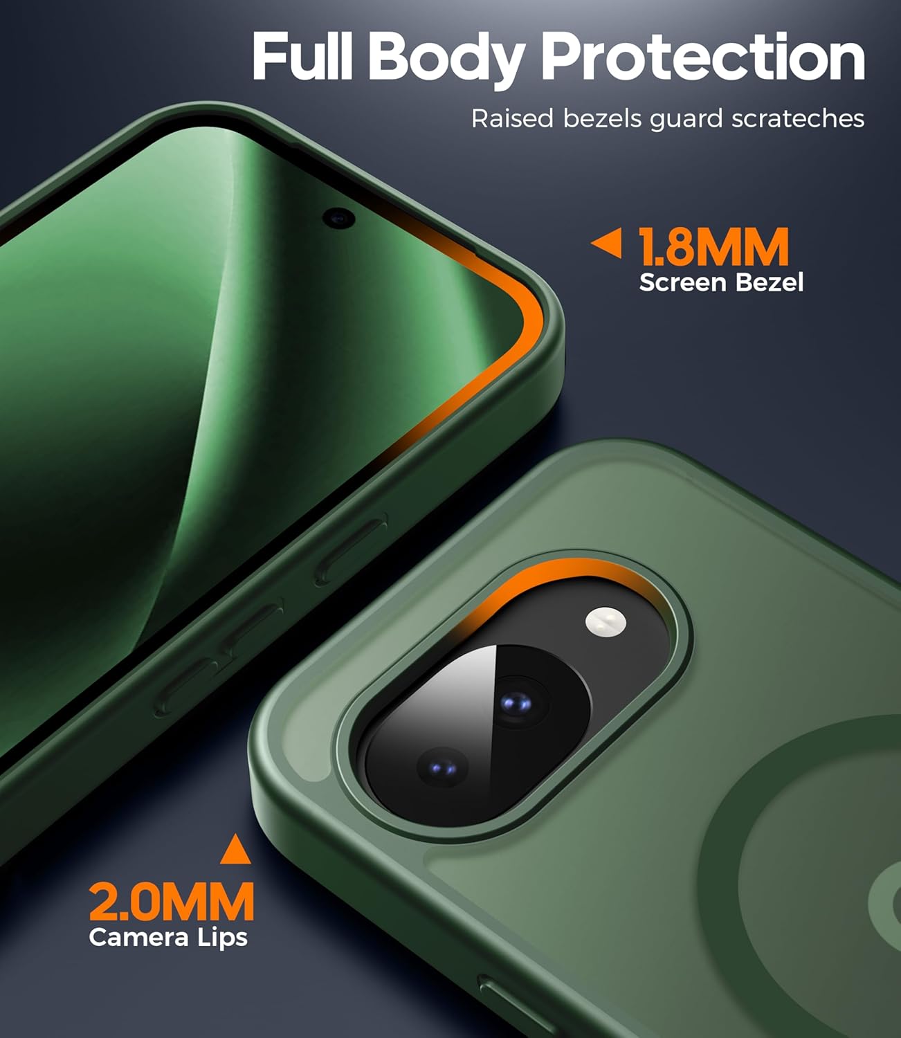 Thumbnail 2 de Opkiegrn Compatible Case for Google Pixel 10a 5G with MagSafe + 2 HD Screen Protectors (Dark Green, Military-Grade Shockproof)