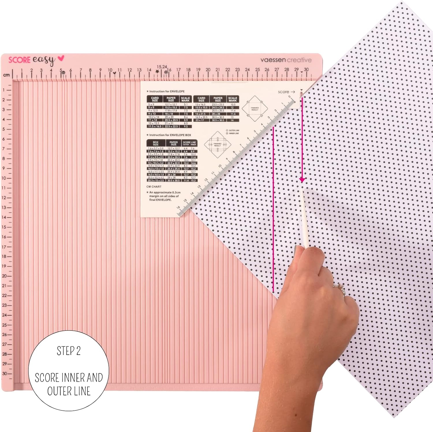 Detalle de Vaessen Creative Score Easy Falzbrett Rosa – 30,5 x 30,5 cm