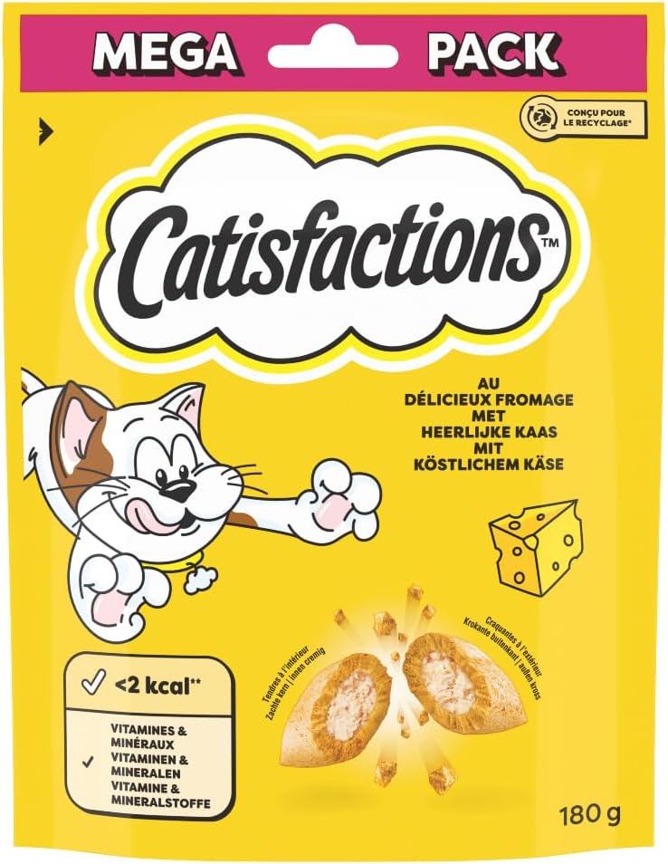 Detalle de CATISFACTIONS Friandises au Fromage pour Chat et Chaton – Lot de 4 sachets MAXI 180 g