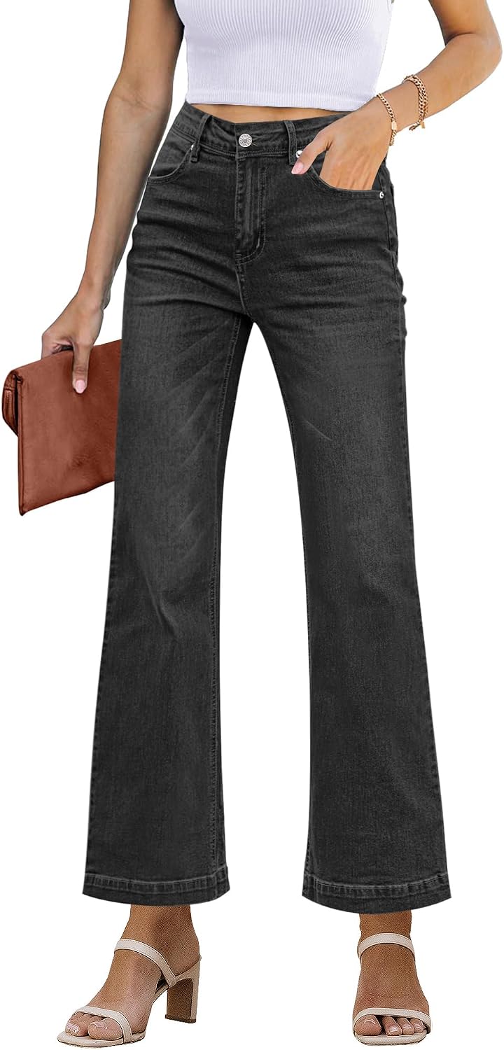 Detalle de GRAPENT Womens Flare Jeans: High Waisted Wide Leg Stretch Denim Pants