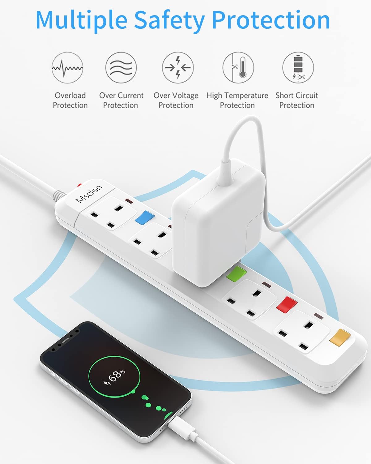Detalle de Multi sockets extension lead 5 way