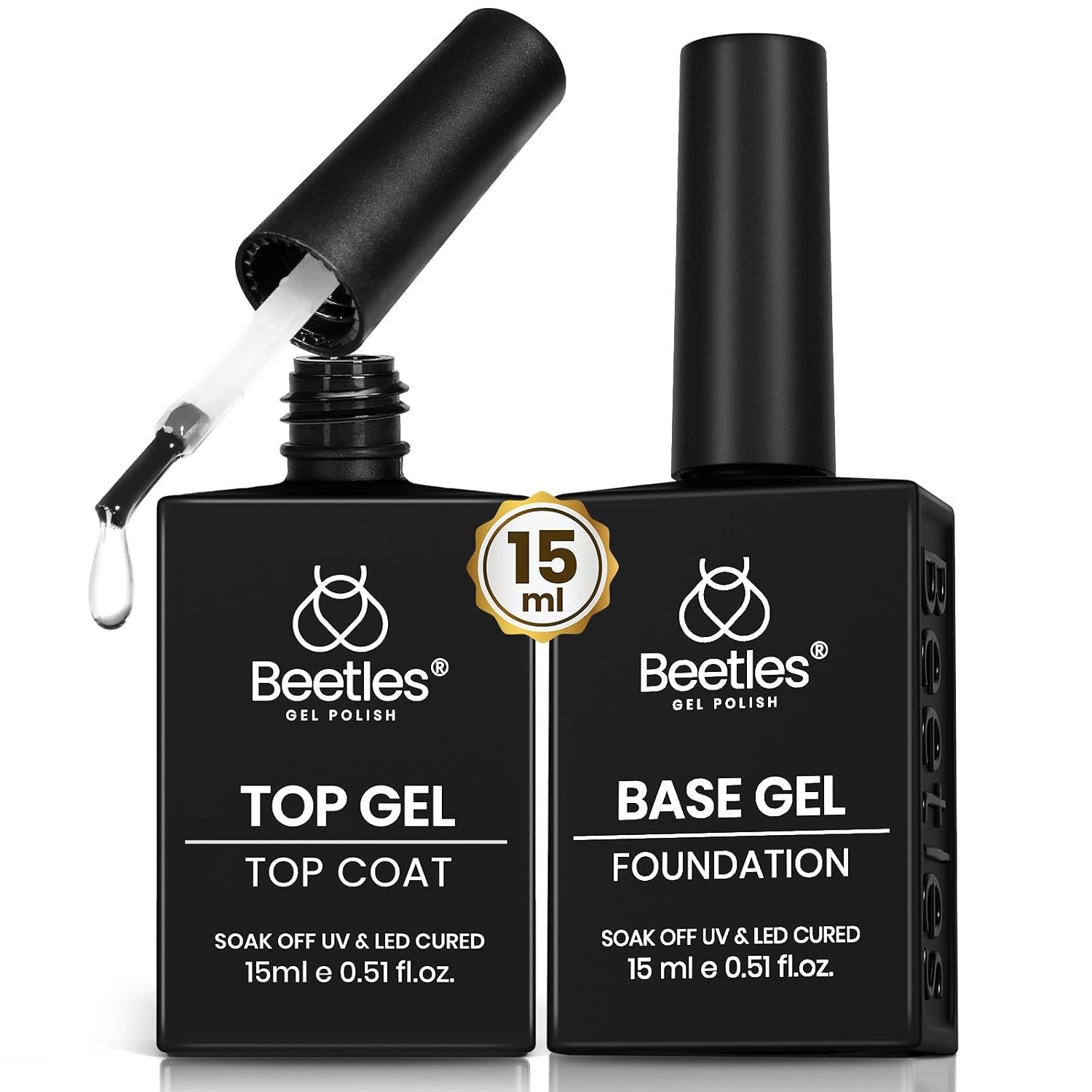 Detalle de Beetles No Wipe Gel Top & Base Coat 15ml 💅