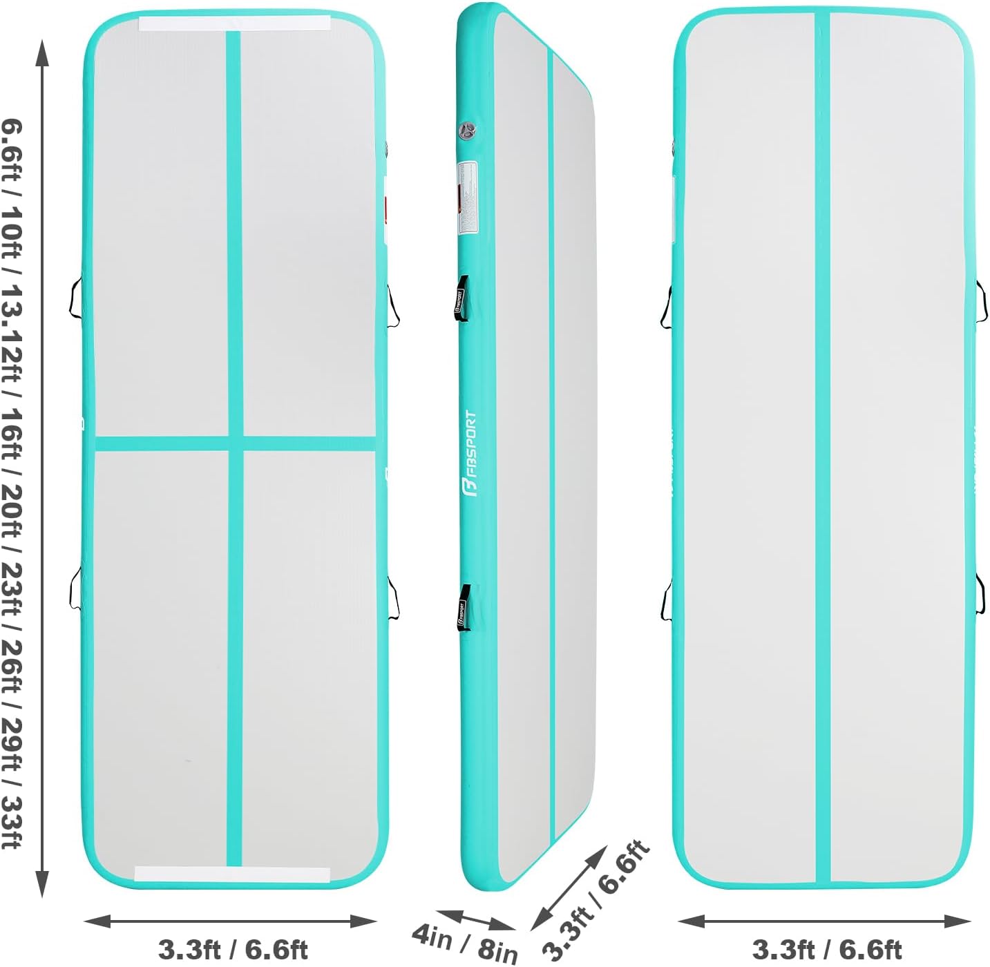 Detalle 2 de FBSPORT rtauo101703 Inflatable Gymnastics Mat, 118" x 39" PVC Training Track