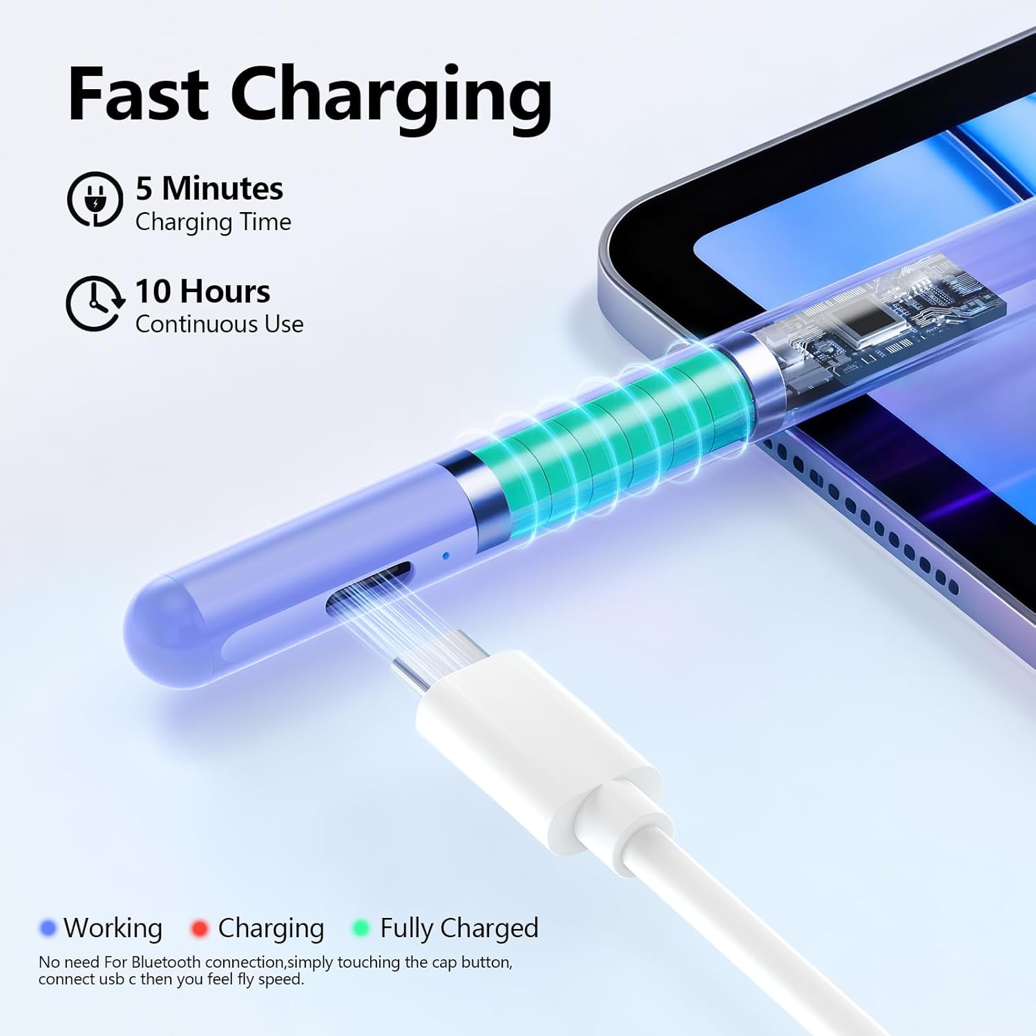 Thumbnail 2 de Stylus Pen for iPad (6th–11th Gen): 2x Fast Charge, 1.5mm Tip, Palm Rejection