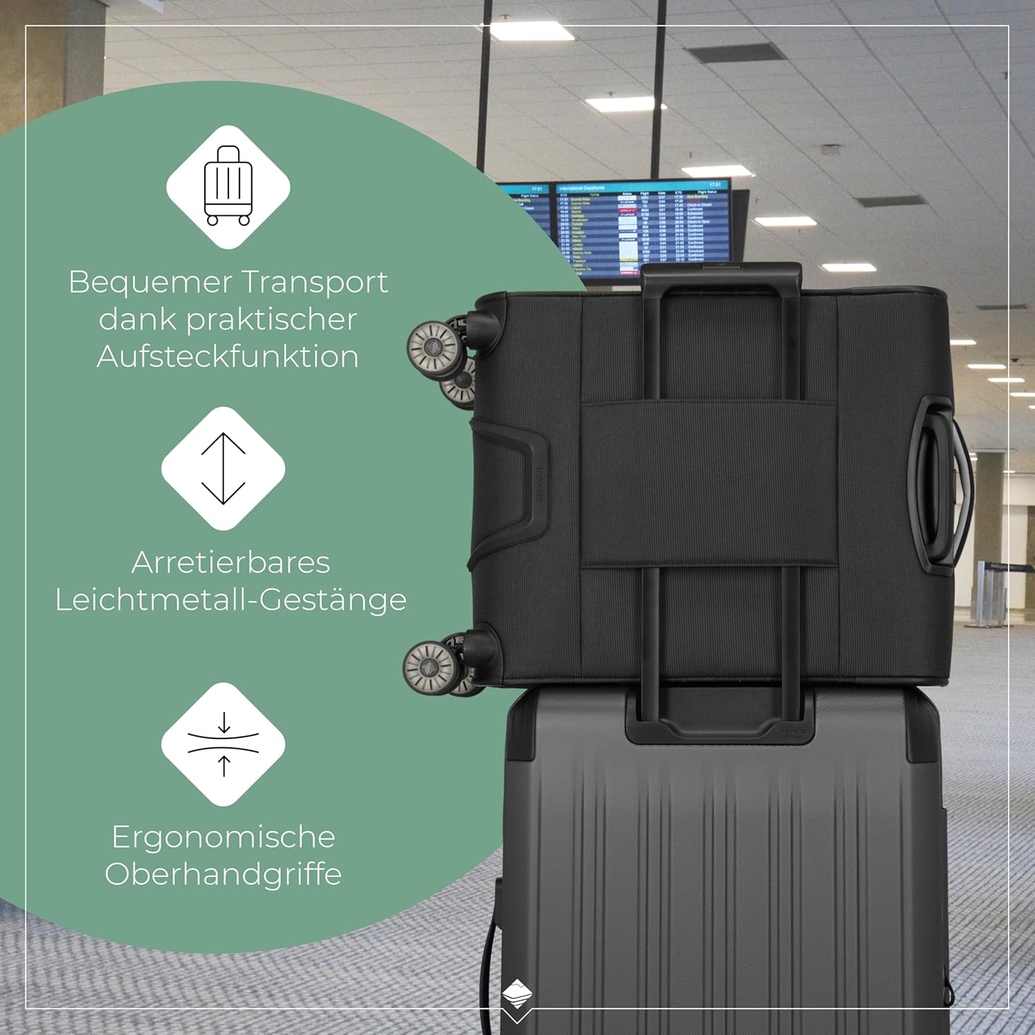 Detalle de travelite JETPACK Handgepäckkoffer 55x40x20 cm (ultraleicht, 4 Rollen) für Ryanair & Condor