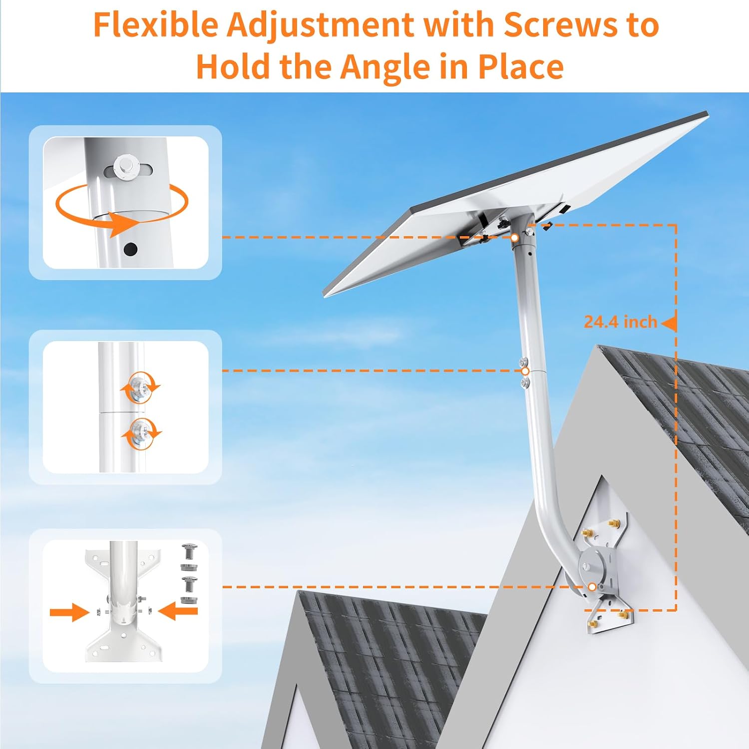 Thumbnail 3 de Starlink Mount Gen 3 with Pipe Adapter: Long Heavy Duty Mounting Kit for Wall or Roof