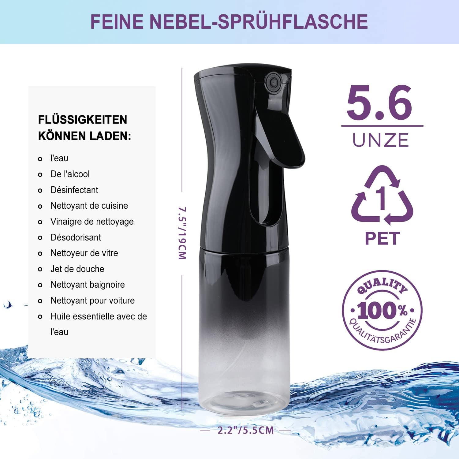 Thumbnail 4 de TANSHINE Sprühflasche 200 ml – feiner Nebel für Haare, Pflanzen & Desinfektion