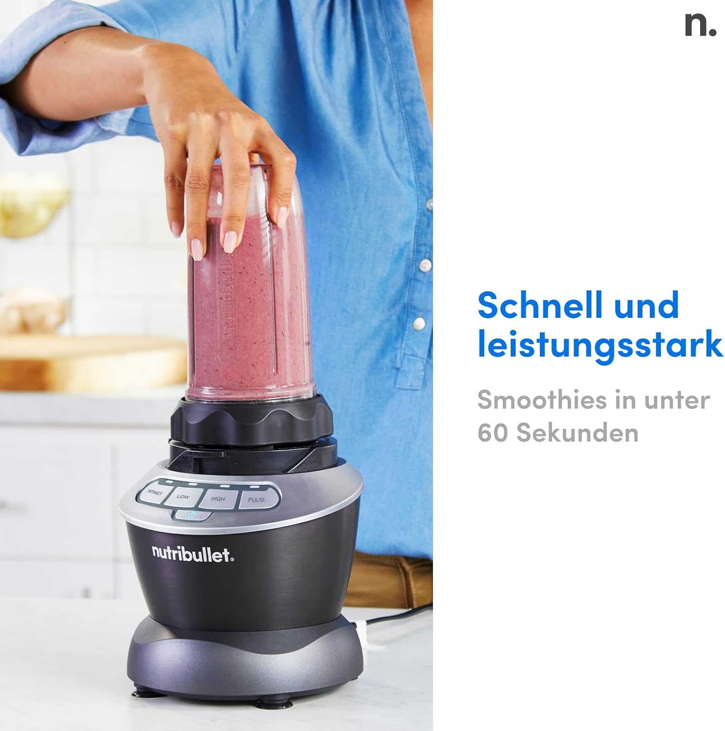 Detalle de Nutribullet Full Size Blender NBF450DG – 1000 W, 1,8 L Krug inkl. Zubehör