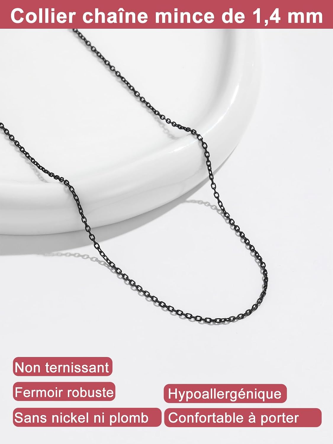 Detalle 1 de FOCALOOK Chaîne Collier Rolo 45cm 1,4mm