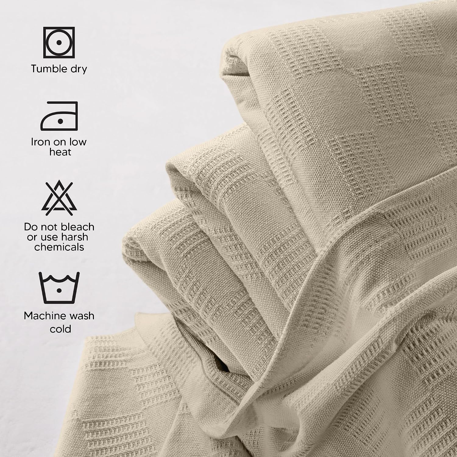 Detalle de Utopia Bedding 100% Cotton Thermal Blanket, King, Khaki, 90 x 108 Inches