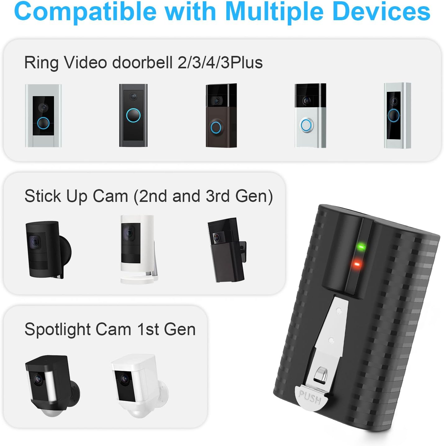 Detalle 2 de Bsioff 6040mAh Rechargeable Battery for Ring Video Doorbell