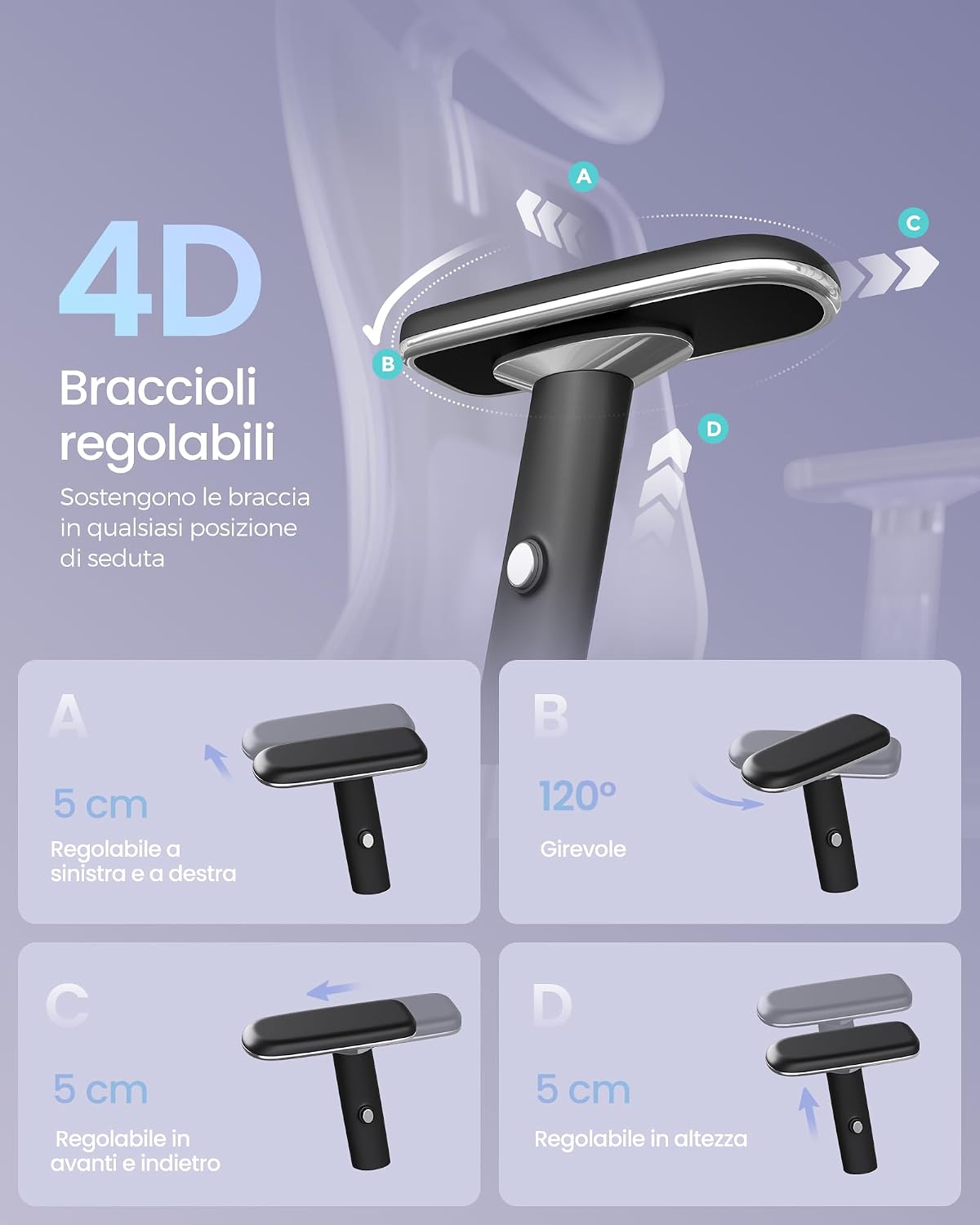 Thumbnail 5 de SONGMICS OBN067BH01 Sedia da Ufficio ergonomica 150 kg