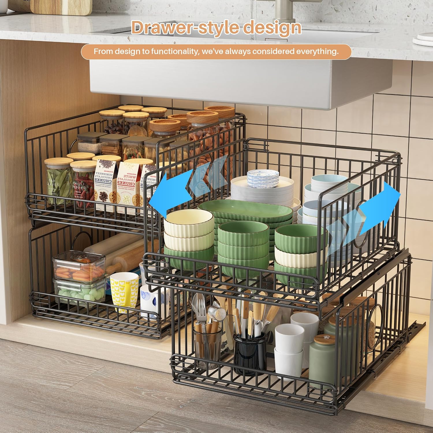 Thumbnail 2 de Ornestia 4-Pack Sliding Stackable Metal Closet Organizers, Black