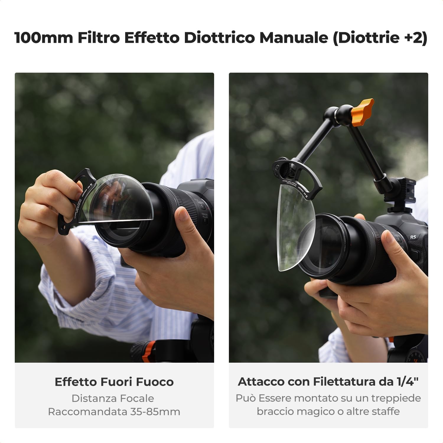 Thumbnail 1 de K&F CONCEPT Nano-Bacis 100mm Filtro effetto diottrico manuale (Diottrie +2) con vetro K9 e 3 panni