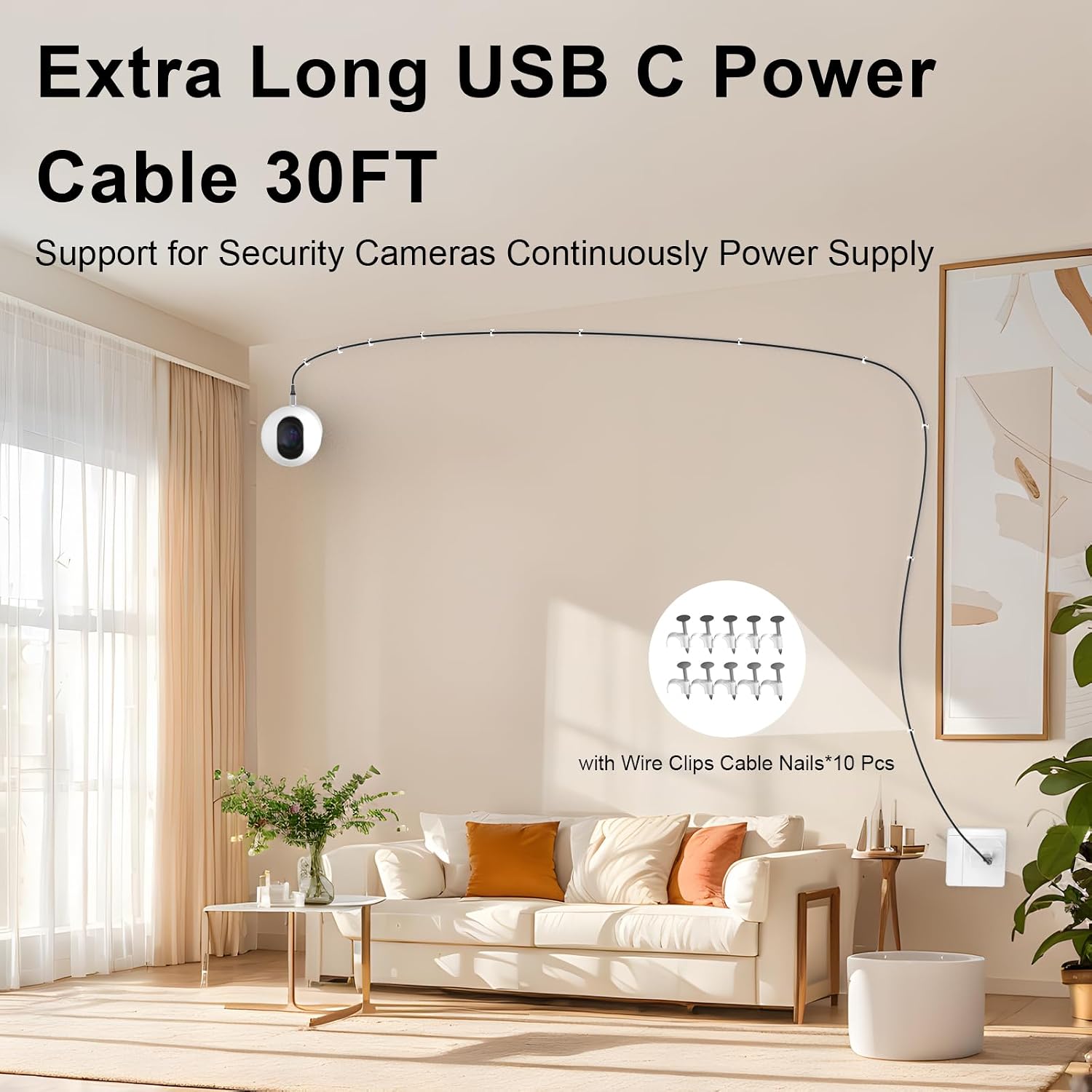 Detalle de USB C Cable 9m fast charge 27W