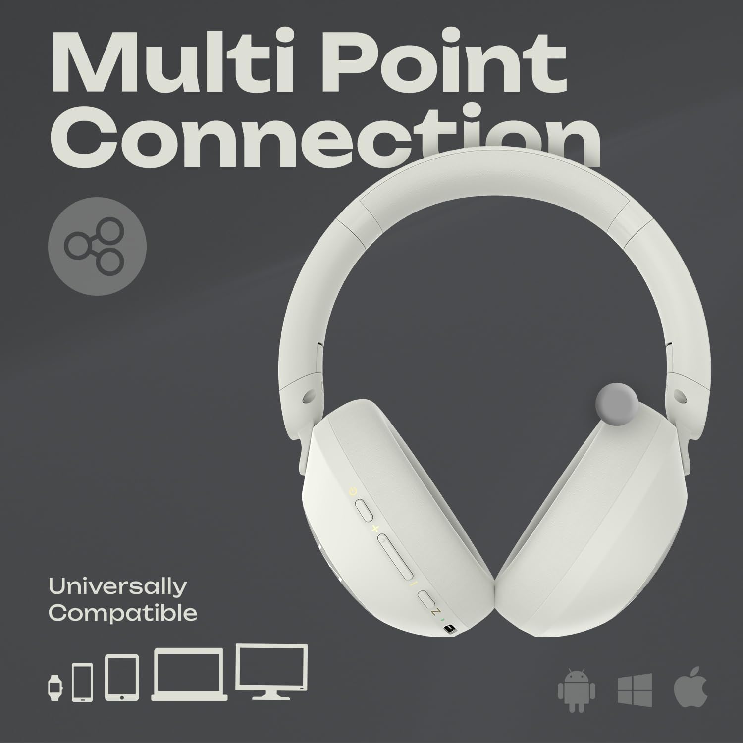 Thumbnail 4 de PowerLocus Wireless Over-Ear Headphones (Sand) with 70H Battery, 4 EQ Modes and ENC Mic