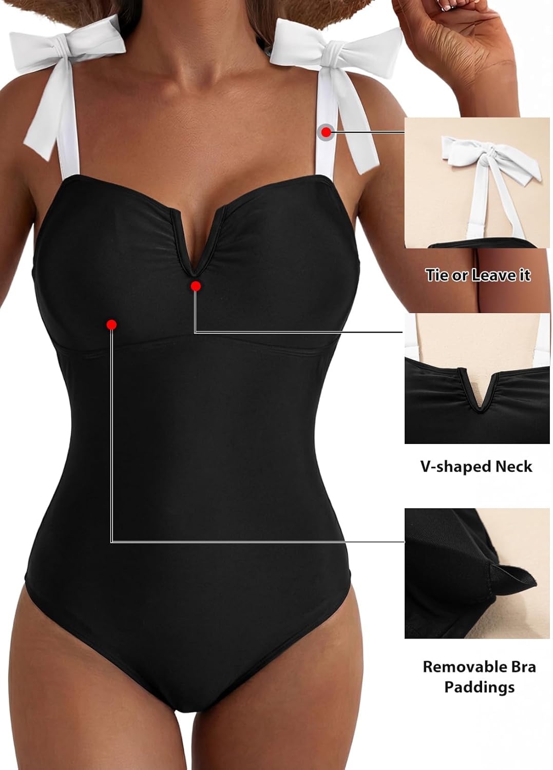 Thumbnail 4 de Aleumdr Women's One Piece Swimsuits with Tummy Control and V Neck Boho Details