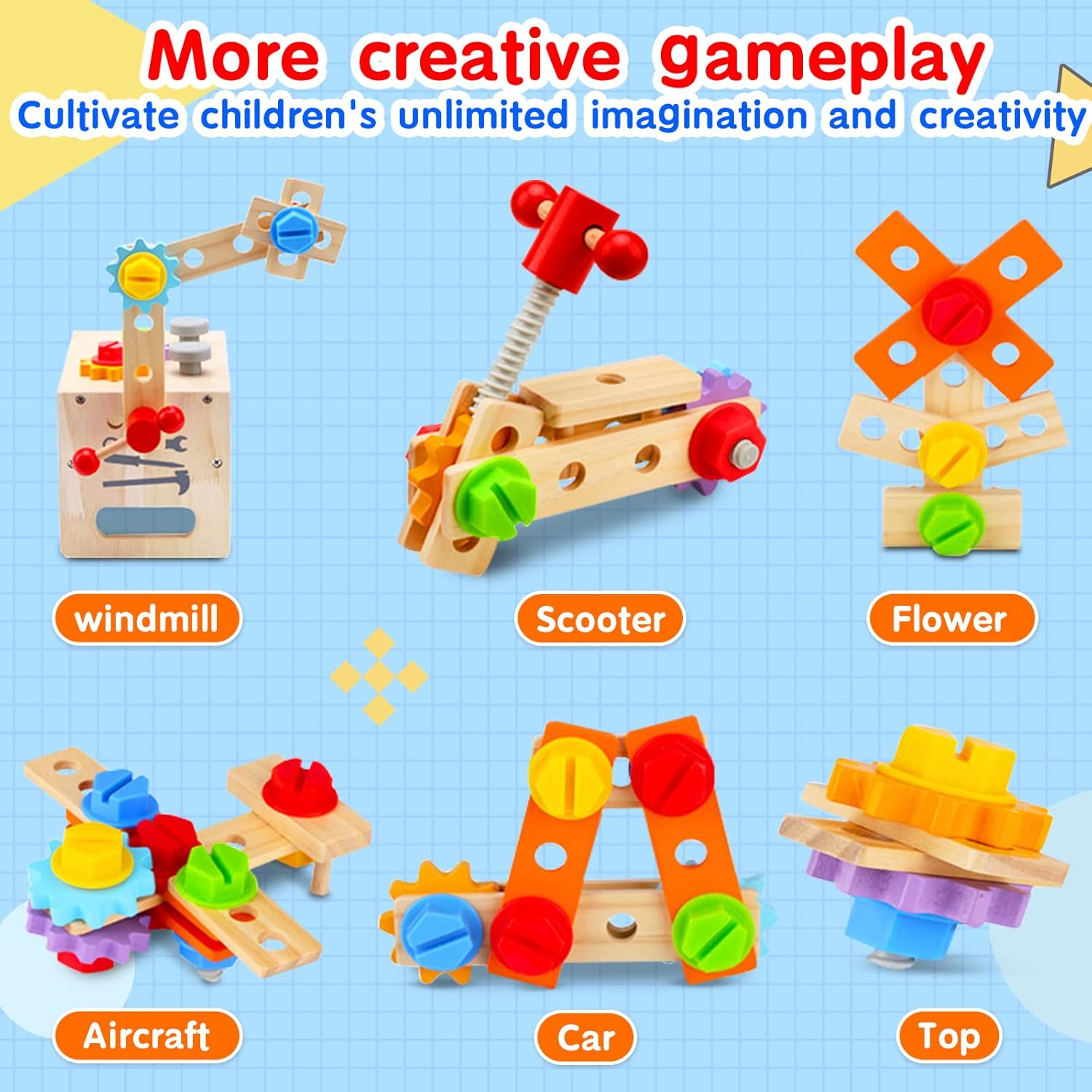 Thumbnail 4 de Mgtfbg Kids Tool Set 29 PCS Wooden Toy