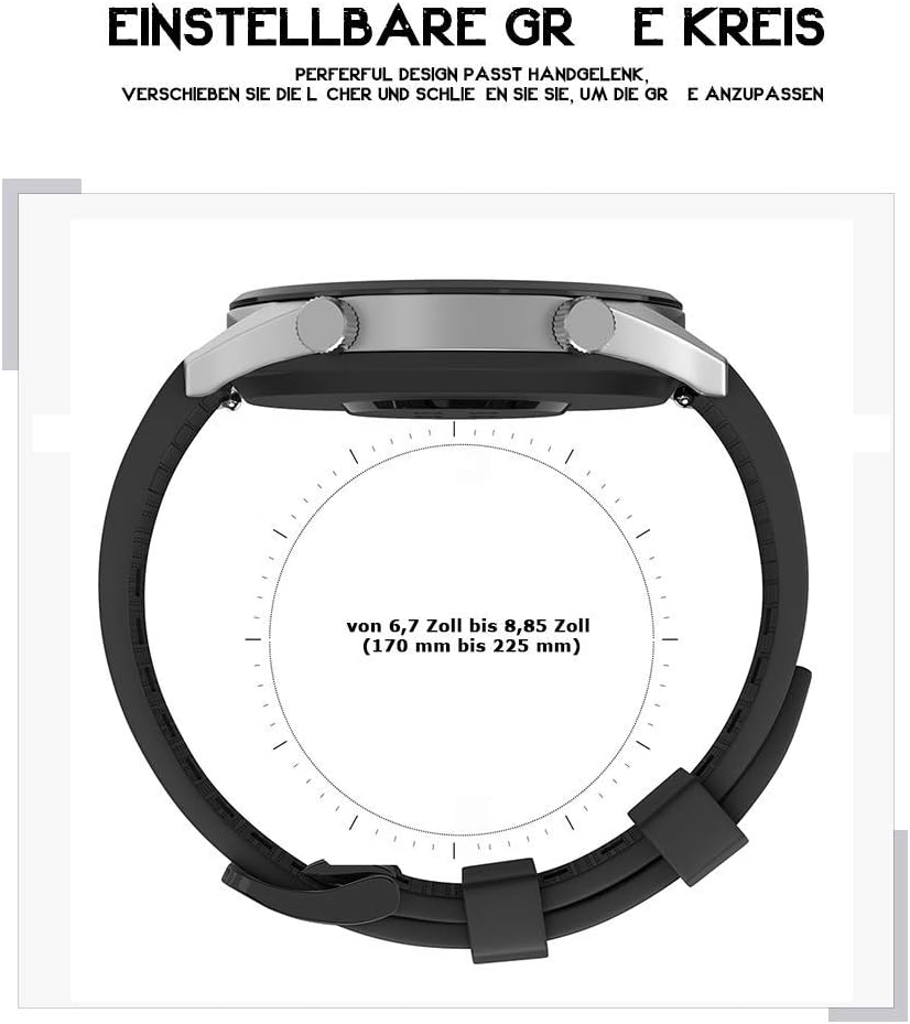 Thumbnail 6 de 22-mm Silikon-Uhrenarmband (kompatibel u. a. mit Huawei Watch GT 46 mm & Samsung Galaxy Watch 46 mm) – Sportband für schnelles Wechseln