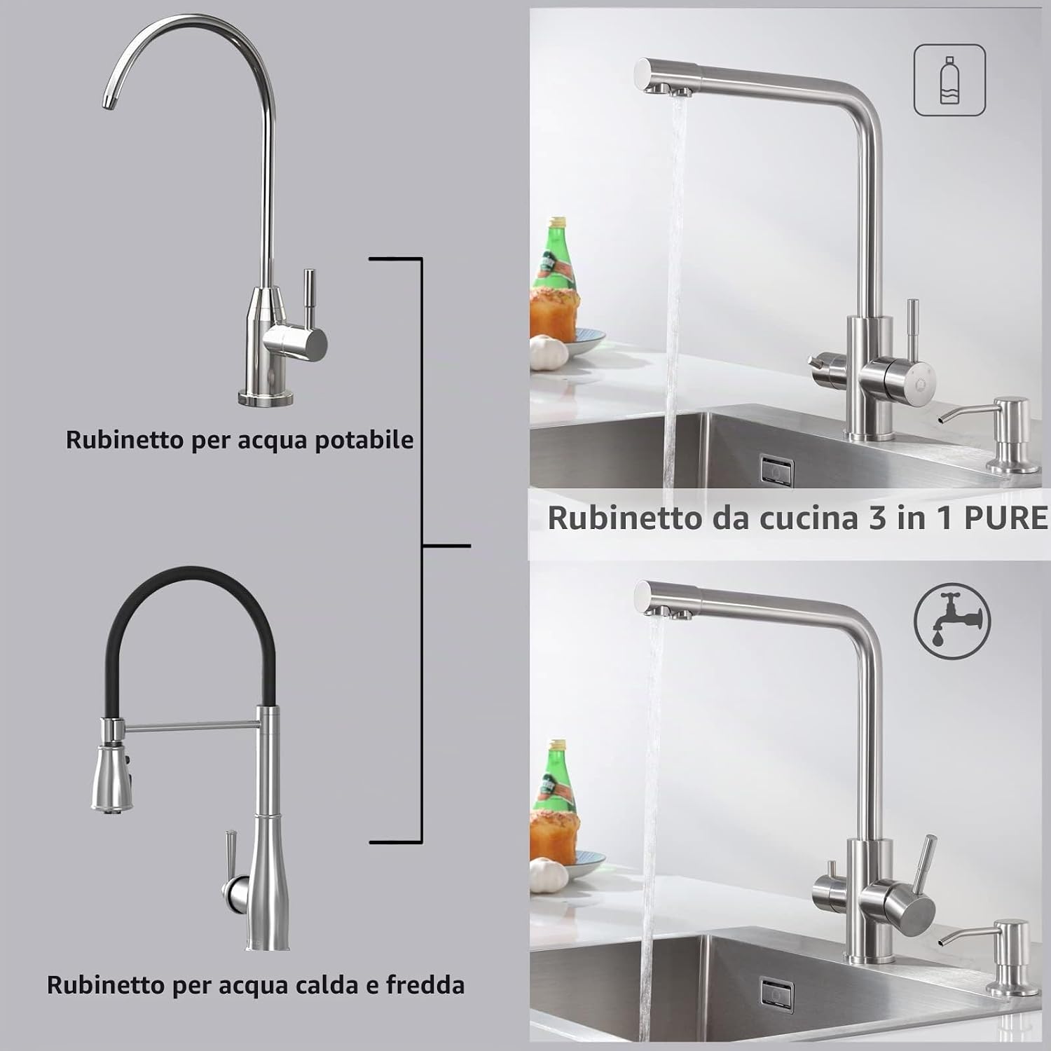 Thumbnail 2 de CECIPA PURE-I: Rubinetto da cucina a 3 vie con doppia uscita acqua filtrata e potabile