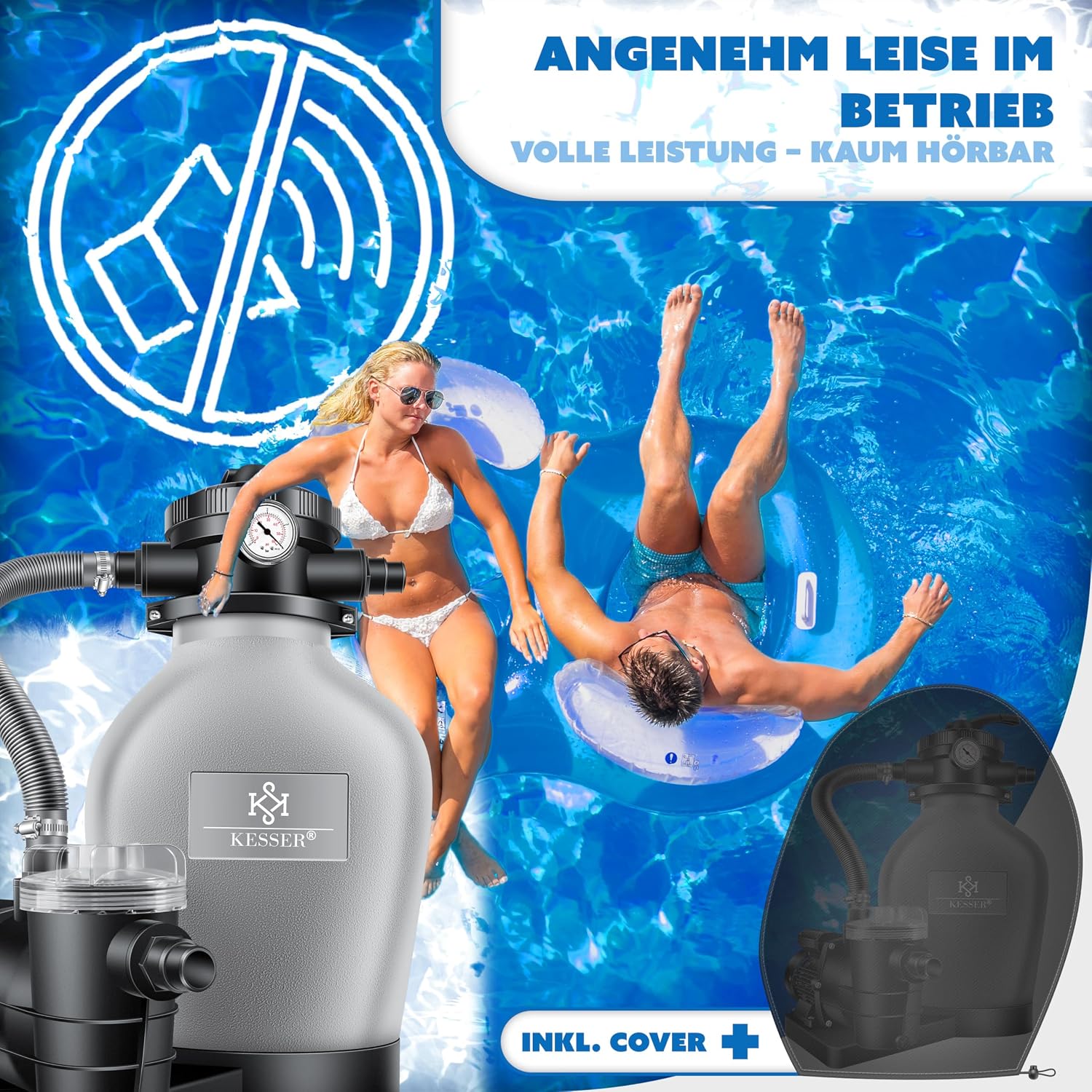 Thumbnail 5 de KESSER Sandfilteranlage mit 10.200 L/h | 7-Wege-Ventil, inkl. 800 g Filterbälle und Wettercover