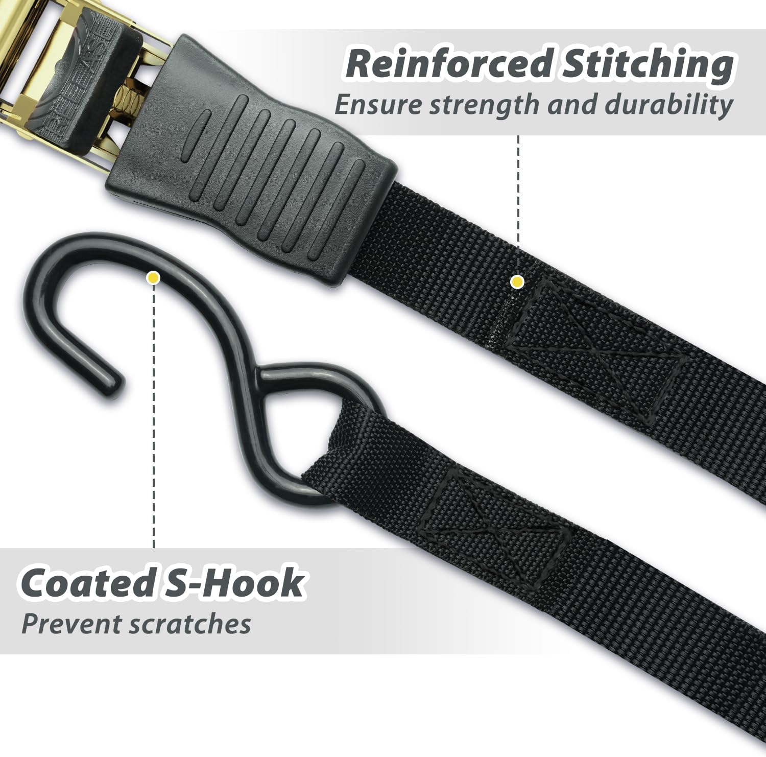 Detalle de Ohuhu Ratchet Straps 4.6m 680kg 4 Pack
