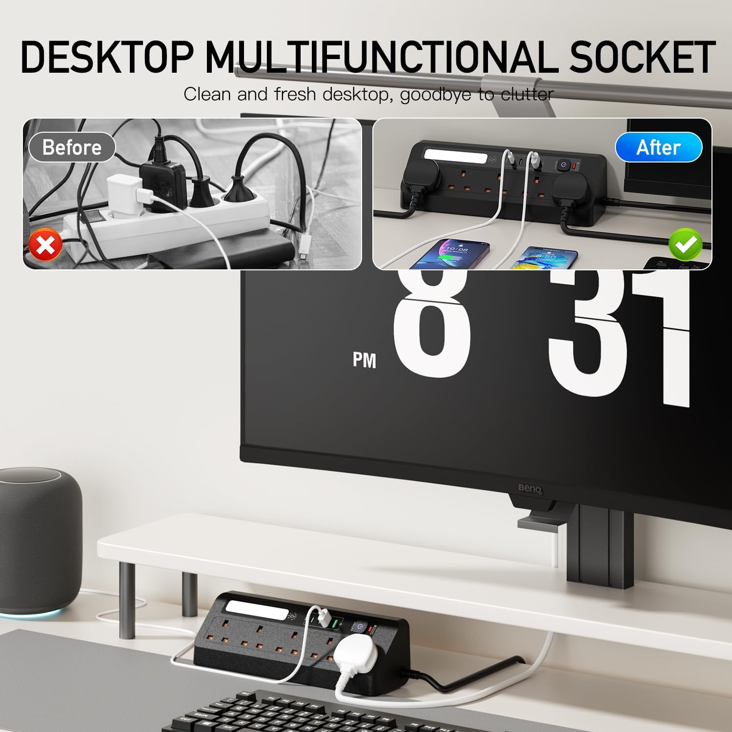 Thumbnail 5 de BOCHLION Desk Extension Lead 1.8m with USB Ports 🔌