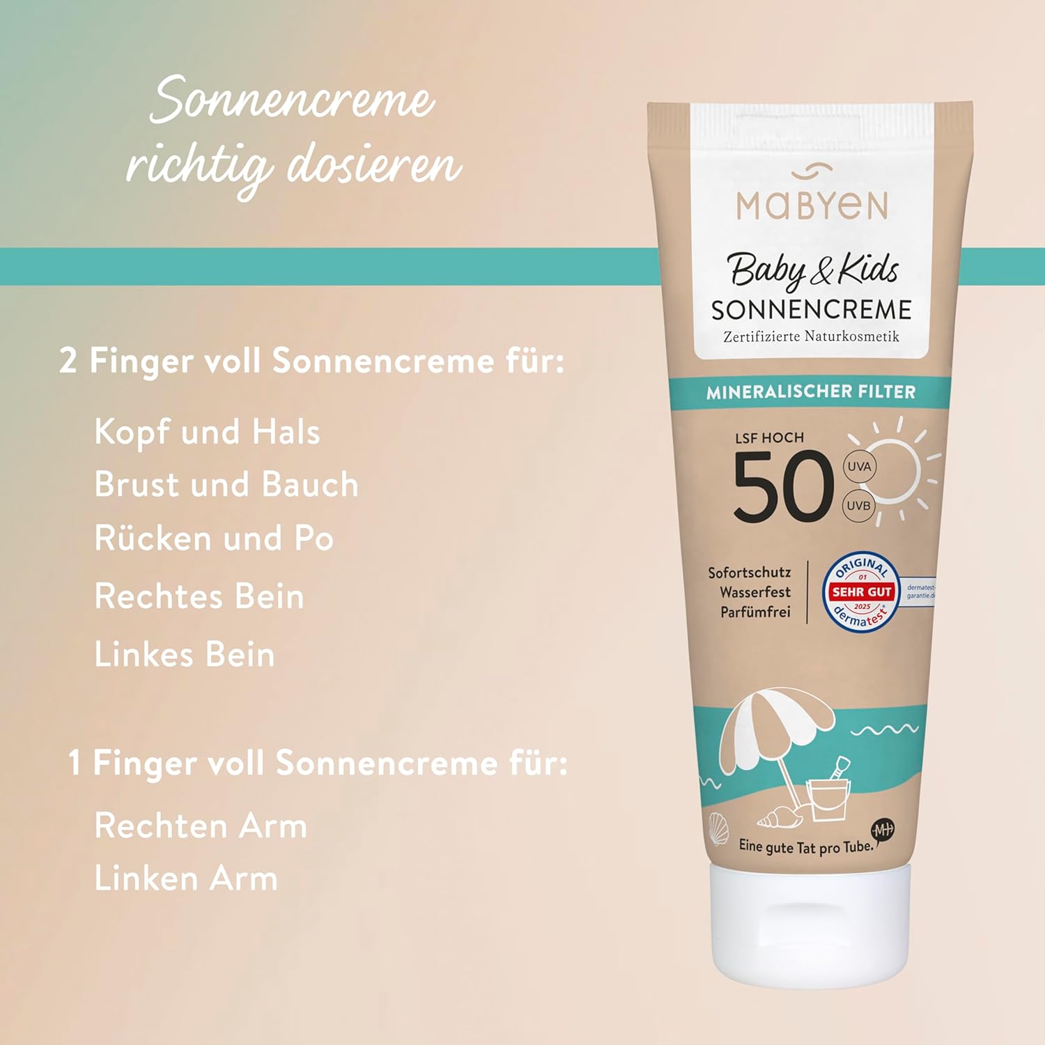 Detalle de MABYEN 100% Mineralische Sonnencreme Baby & Kids LSF 50 – sanfter, sofortiger Schutz ohne Weißeln