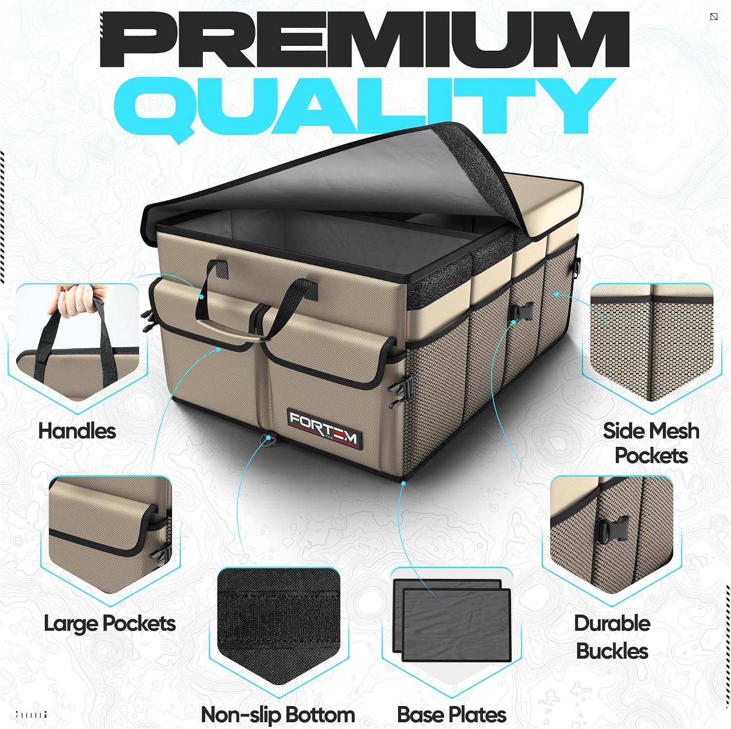 Detalle de FORTEM Car Trunk Organizer, 65L