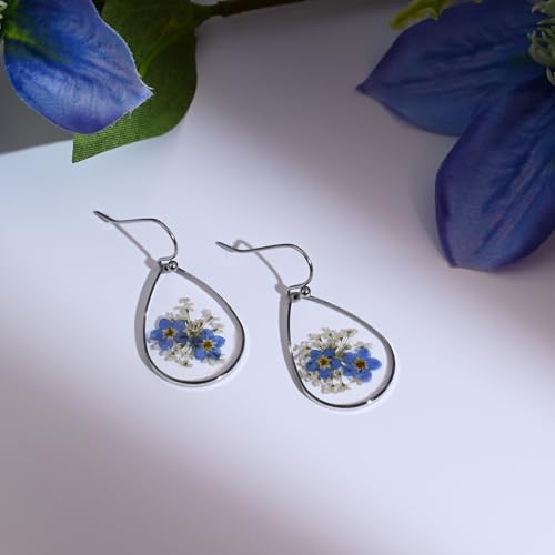 Thumbnail 4 de Aliyoham Forget-Me-Not Flower Drop Earrings – Silver Plated