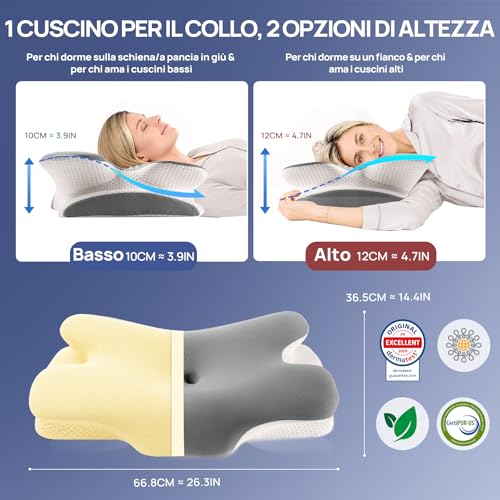 Detalle de MULISOFT P-105 Cuscino cervicale: memory foam ergonomico per un sonno rigenerante