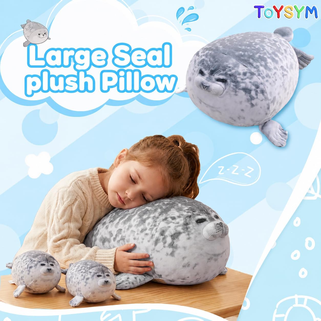 Thumbnail 2 de TOYSYM Chubby Blob Seal Pillow Plush with 4 Removable Baby Seals