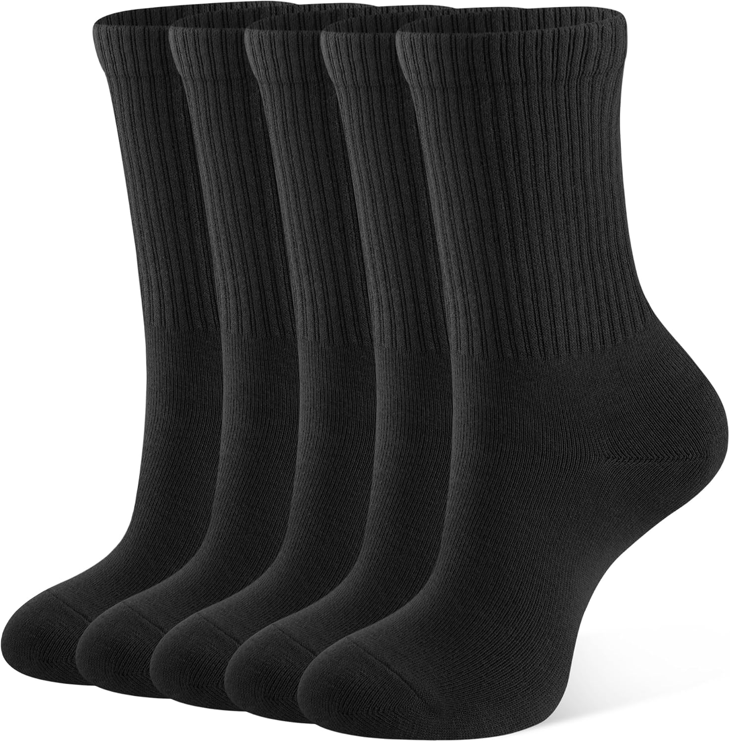 Detalle 2 de CLOSEMATE Damen Tennissocken im 5er-Pack (5 Paar) – atmungsaktive Baumwoll-Crew Socks für 35–42