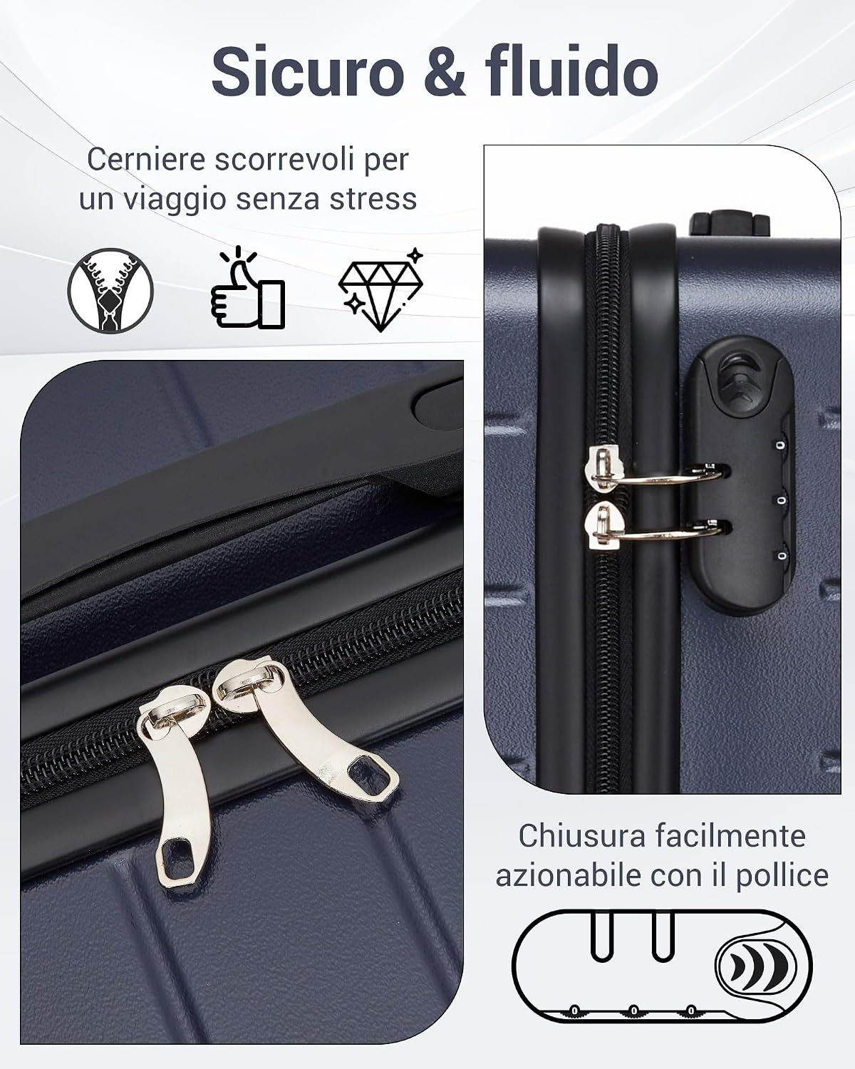 Thumbnail 6 de Shavont Bagaglio da Stiva Media – Valigia da Viaggio rigida ABS+PC con 4 ruote spinner e lucchetto