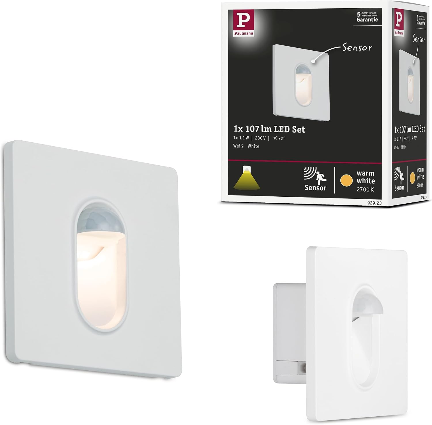 Detalle de Paulmann 92923 kwadratowa oprawa wpuszczana w ścianę, LED 2,7 W, 2700 K