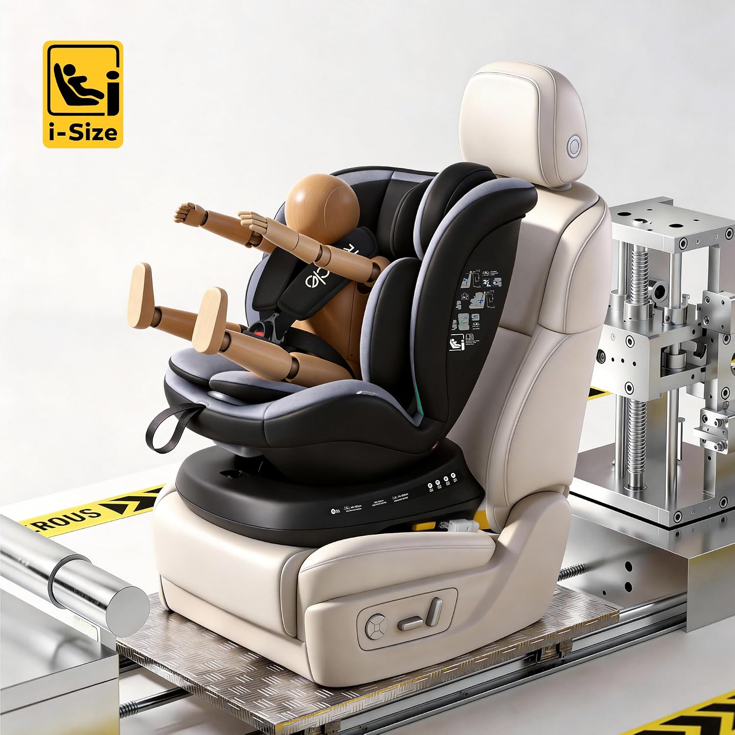 Detalle de Reecle Kindersitz 360 drehbar i-Size mit ISOFIX 0-36 kg (0-12 Jahre) – 5 Liegepositionen