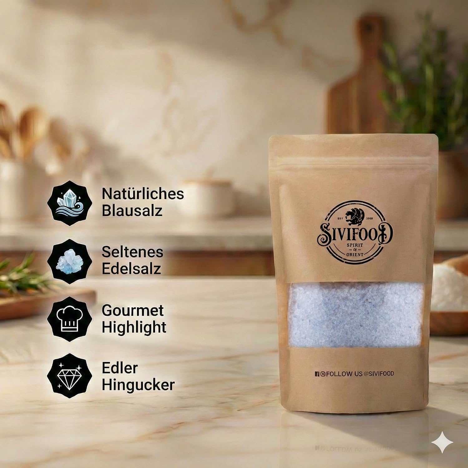Thumbnail 1 de SIVIFOOD grobes Blausalz [1,5kg] – Seltenes Blau Salz für Feinschmecker