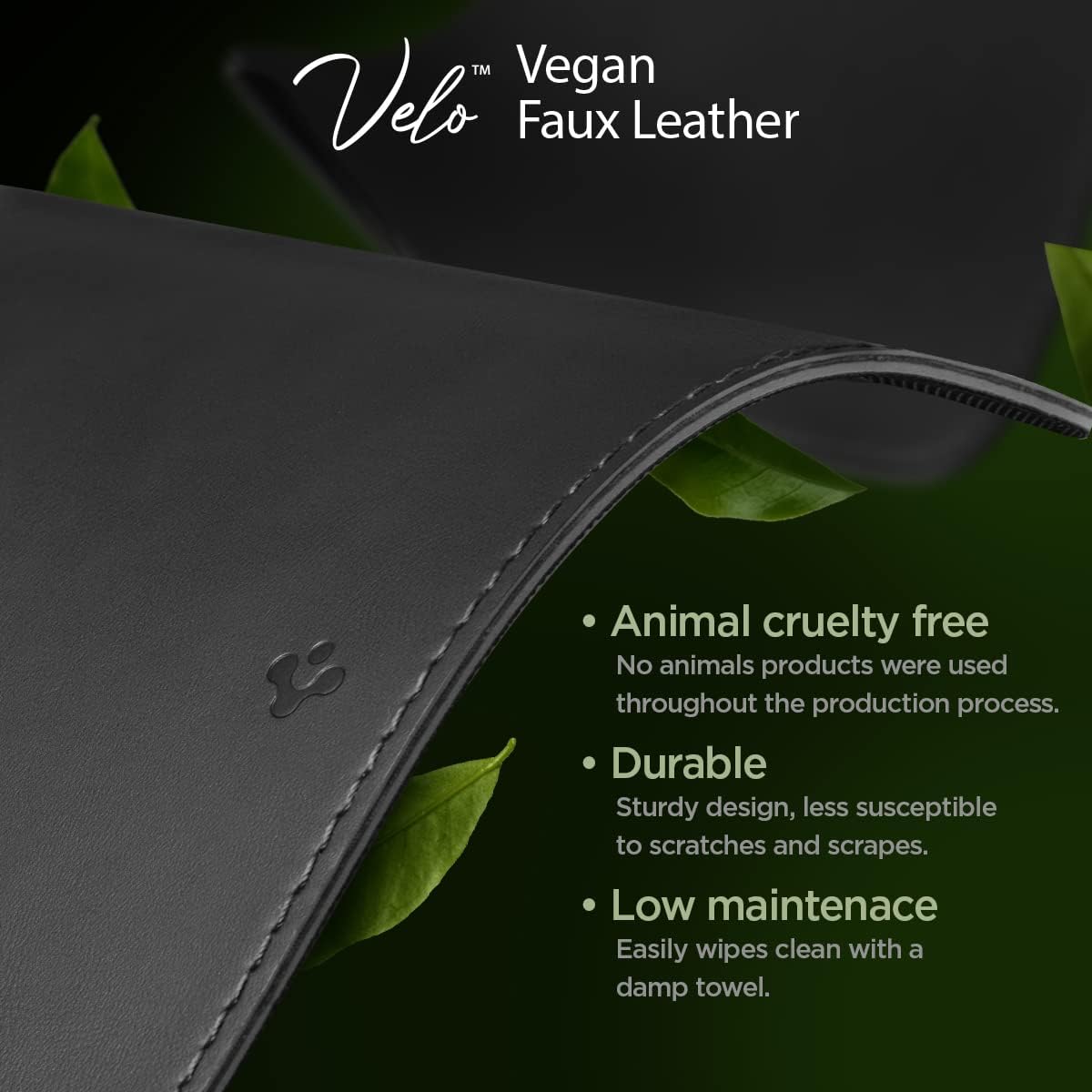 Detalle 2 de Spigen Tapis de souris en cuir PU végan imperméable avec base en gomme antidérapante (Noir) 250 x 200 mm