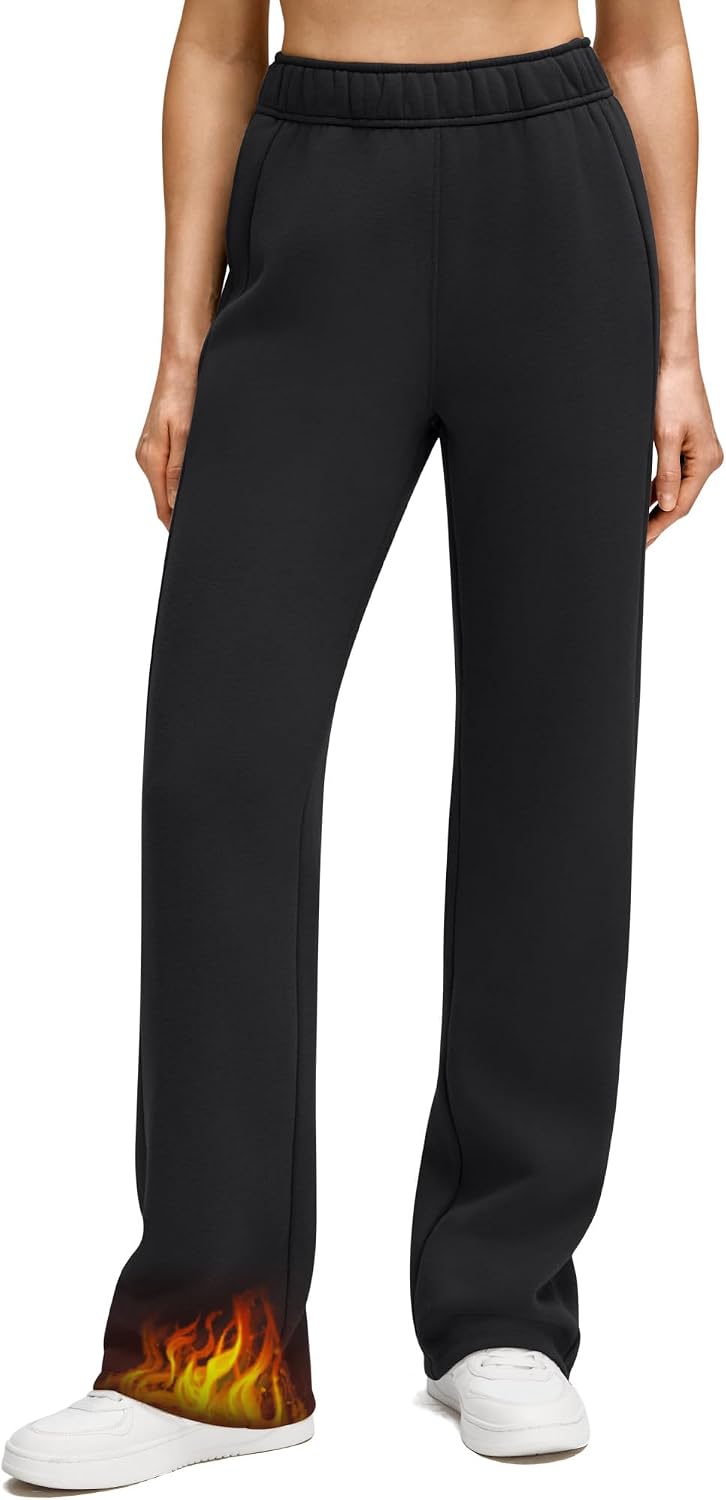 Detalle de G4Free Women's Fleece-Lined Straight-Leg Sweatpants, Cotton Blend, Pockets